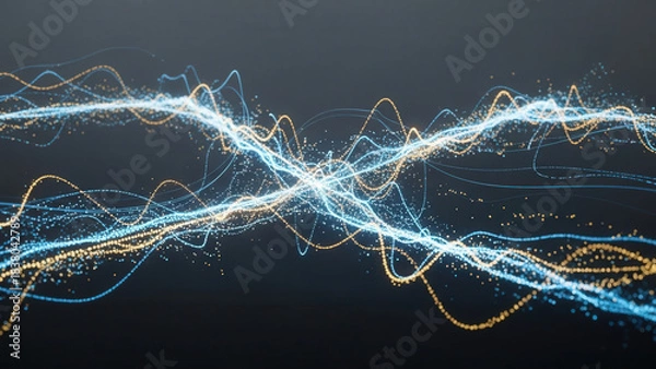 Obraz Abstract Glowing Particles Flow: Dynamic Digital Data Wave for Technology, Network, and Futuristic Science Background