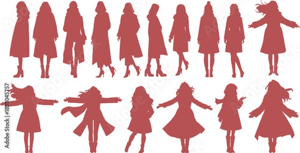 Fototapeta コートをきた女性のイラスト