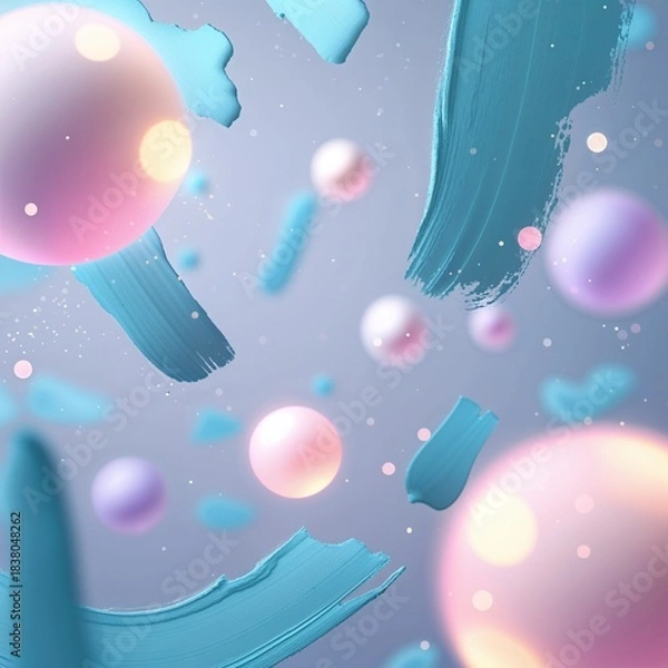 Fototapeta Dreamy Scattered Blue Art with Bokeh Lights