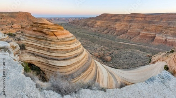 Fototapeta Layered Sandstone Canyon Forming Abstract Curves in the Desert