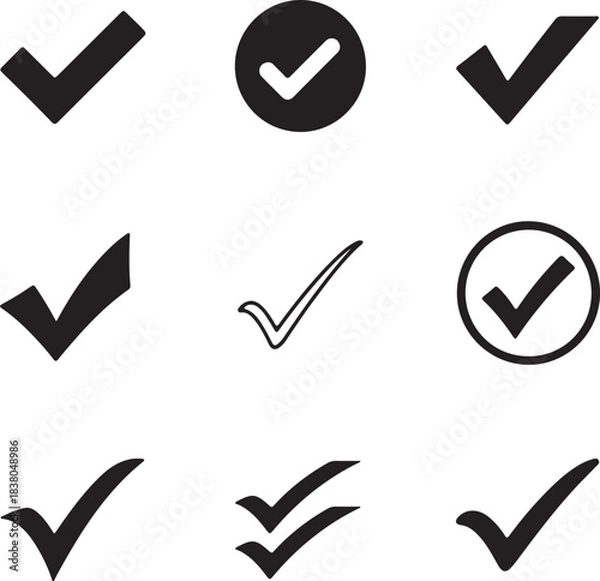 Fototapeta Clean simple tickmark icon vector illustration suitable for approval signs, checklist symbols, verification badges and minimal interface design