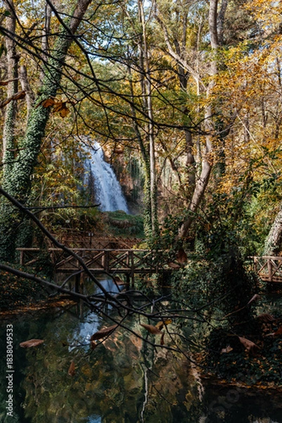 Obraz Scenic waterfall view at Monasterio de Piedra in Zaragoza, Spain