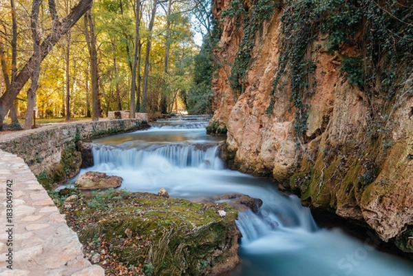 Obraz Monasterio de Piedra river cascades flowing through autumn landscape