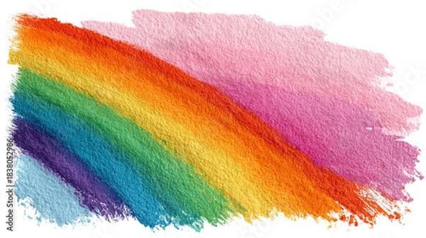 Fototapeta Stunning vibrant watercolor rainbow brush stroke texture overlay perfect for pride celebration design elements isolated on transparent background