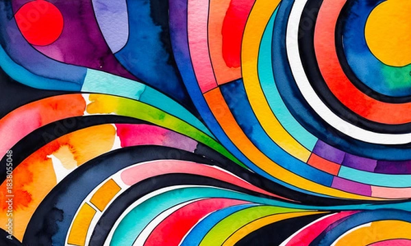 Obraz Bright multicolored wavy stripes background, abstract pattern