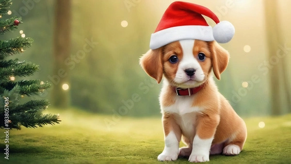 Fototapeta dog and Christmas
