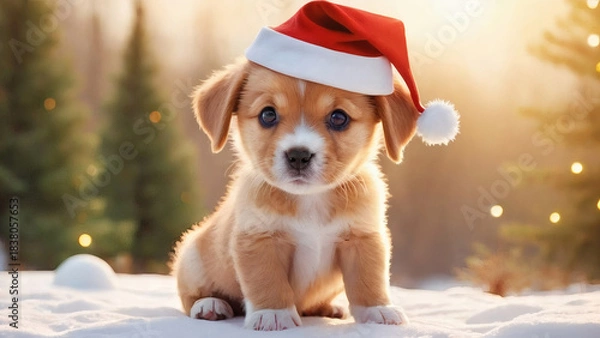 Fototapeta dog and Christmas