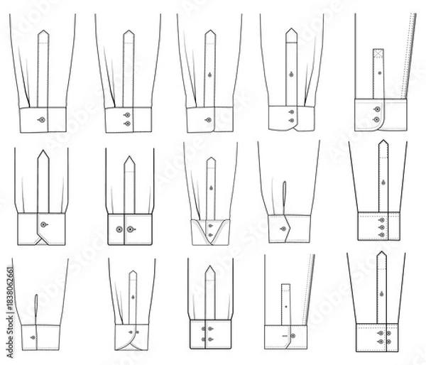 Obraz Formal Shirt Sleeve Cuff Variations vector Set Sleeve Design