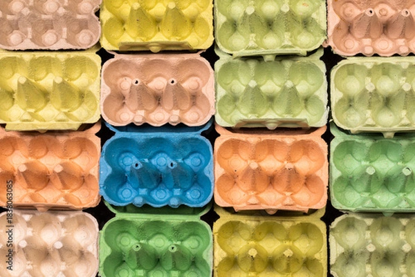 Fototapeta Empty egg boxes viewed from above