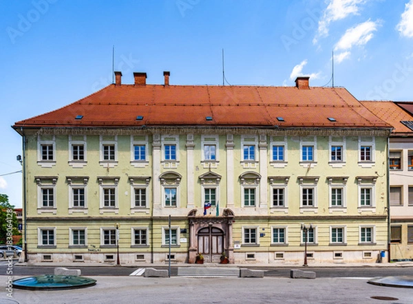 Obraz The Prothasi mansion, known as Prothasijev dvorec, an 18th century Baroque building on Trg Celjskih knezov, historic landmark housing judicial offices and a wedding hall in Celje, Slovenia