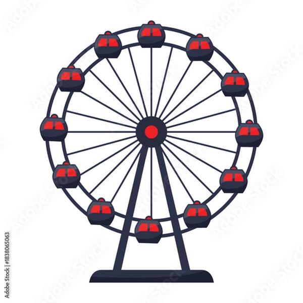 Obraz Ferris Wheel Flat Vector Illustration