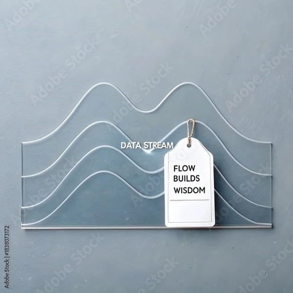 Fototapeta Transparent wave diagram displaying data information on grey surface