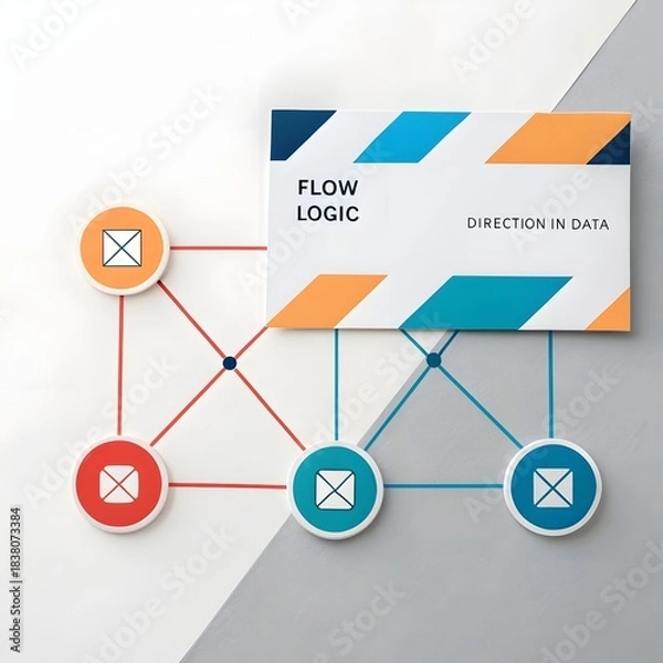 Fototapeta Abstract diagram displaying data flow and technological connections