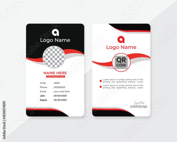 Fototapeta Modern Professional Employee ID Card Template Front and Back Vector