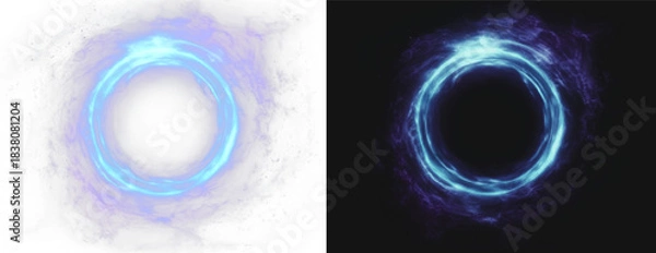 Obraz Ribbon swirl vortex portal colored spiral twirl curl energy light trails.
