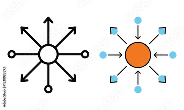 Fototapeta Abstract vector illustration of expansion, convergence, and flow concepts