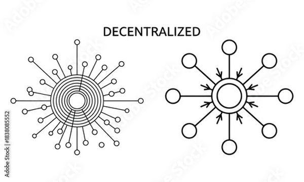 Fototapeta Decentralized network architecture and interconnected data nodes concept
