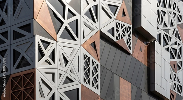 Obraz Abstract Modern Architectural Facade with Triangular Grid