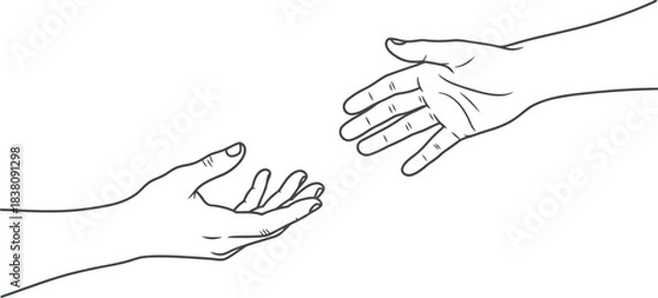 Obraz Two outstretched hands reaching out to each other in support
