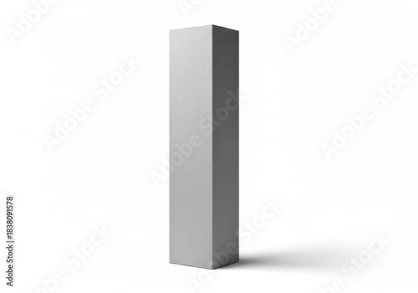 Obraz Tall, slender rectangular prism shape stands vertically against a bright white background