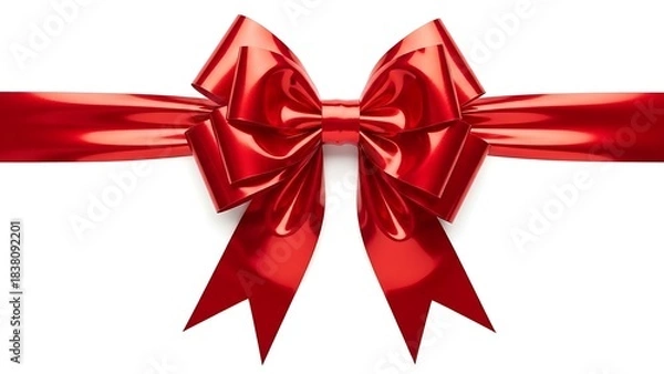 Obraz Beautifully tied bright red silk or satin decorative bow, suitable for high-end graphic design and e-commerce