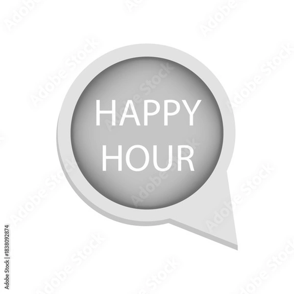 Obraz Happy Hour typography. Celebration event Vector. Special time sign. Bubble shape element.