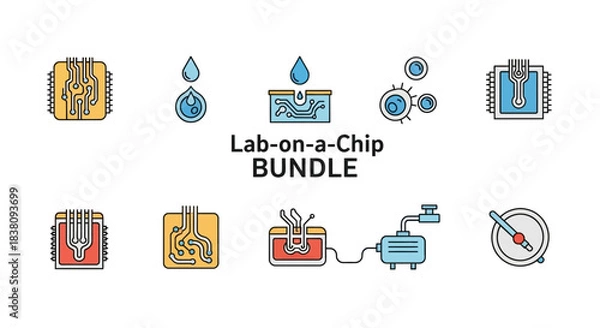 Obraz Lab on a Chip Technology Icon Set Bundle.