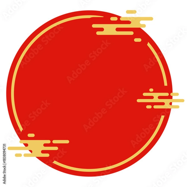 Fototapeta Abstract Red Circular Border with Auspicious Golden Oriental Patterns