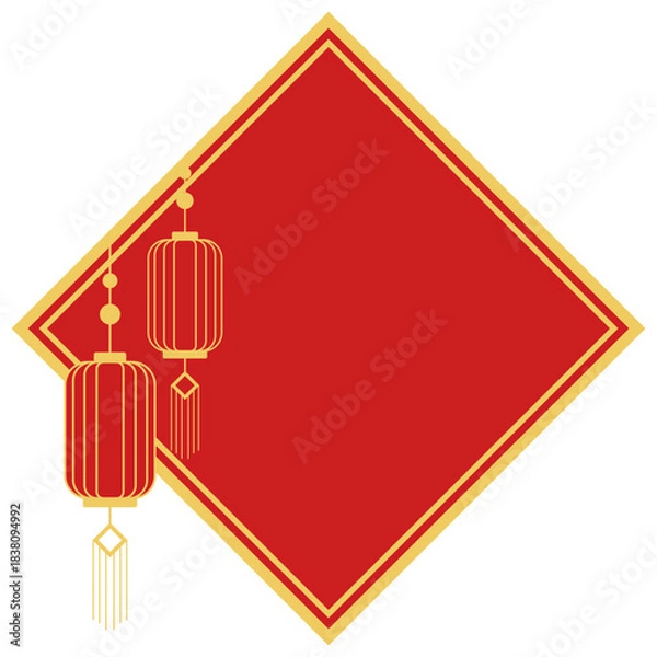 Fototapeta Red Chinese New Year Lanterns Decorative Frame Illustration