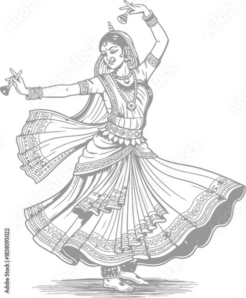 Obraz Elegant indian dancer in traditional attire performing graceful movements