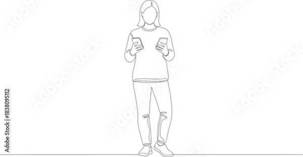 Obraz Sketch of a person standing with hands up in a casual pose