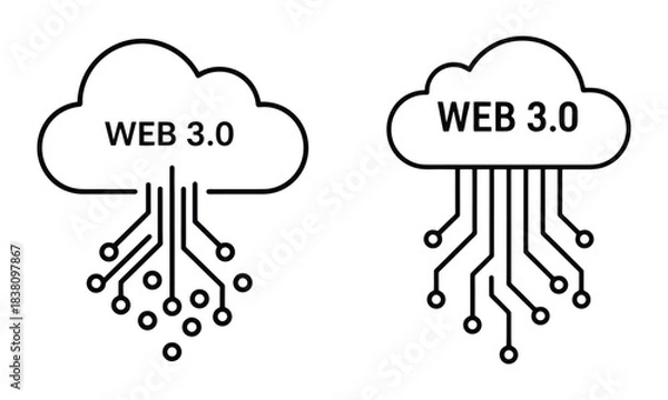 Fototapeta Web 3.0 cloud computing concept, decentralized internet connection icon