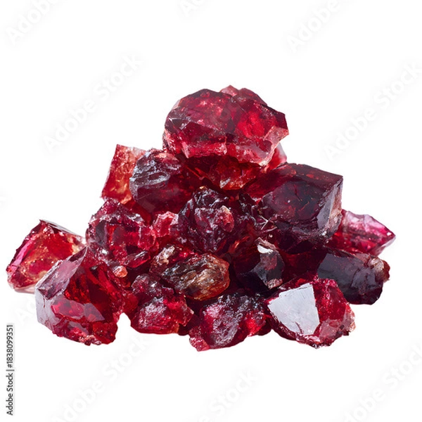 Fototapeta Vibrant Red Crystal Pile on White Surface for Stunning Visual Effect