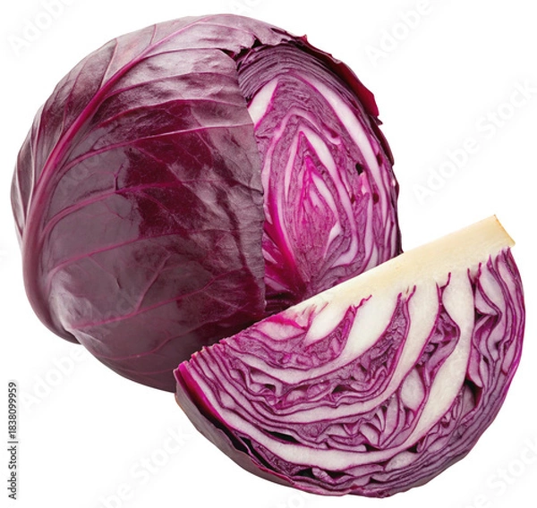 Obraz fresh red cabbage with slice