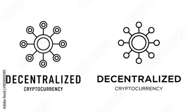 Fototapeta Decentralized cryptocurrency network icon for blockchain and digital asset.