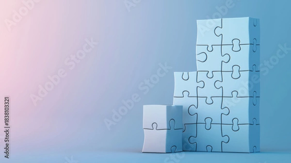 Fototapeta Creative Puzzle Construction Building a Tower of Success Through Strategic Solutions and Planning