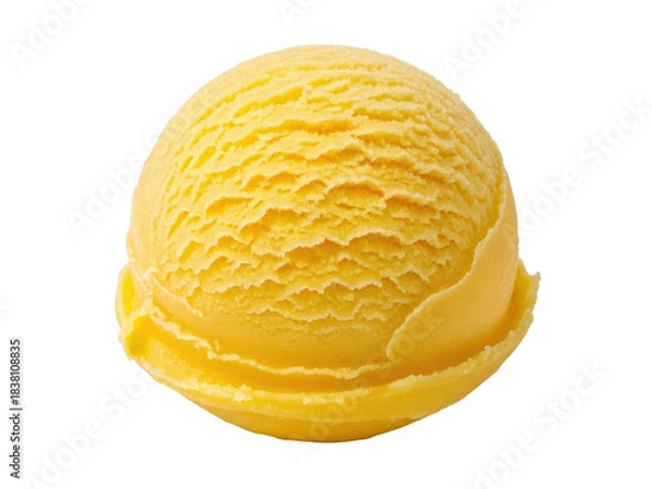 Fototapeta Isolated scoop of mango ice cream dessert with smooth texture and summer flavor profile