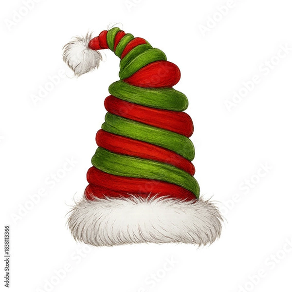 Obraz christmas tree with santa hat