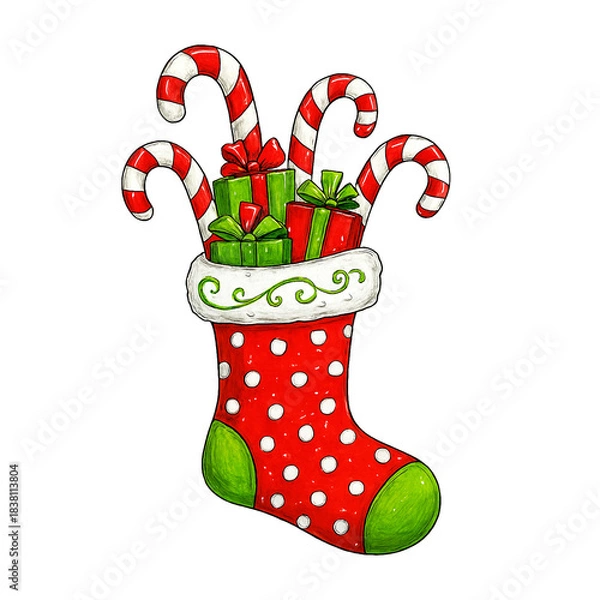 Obraz christmas sock with gifts