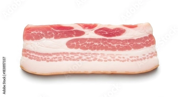 Fototapeta Raw Bacon Slab on White Background
