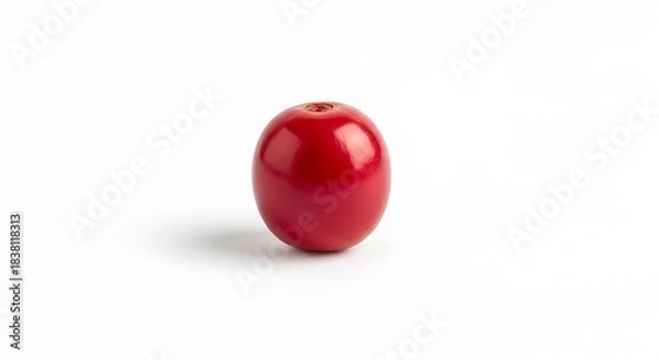 Fototapeta Single Red Coffee Cherry on White Background