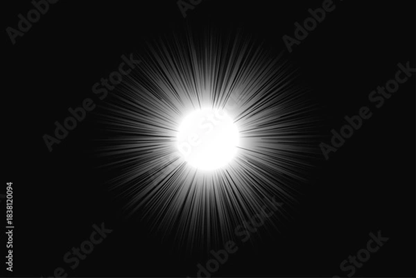 Fototapeta Radiance flare ray glow bright white star burst sparkling shine transparent illumination overlay vector background