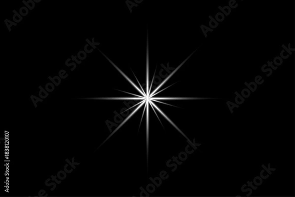 Fototapeta Bright flare glow ray radiance white star burst transparent sparkling shine illumination overlay vector pack
