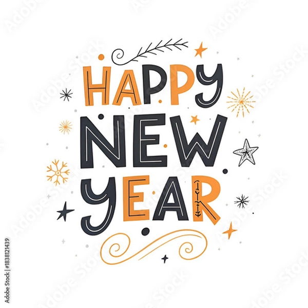 Fototapeta a white background with a black and orange text