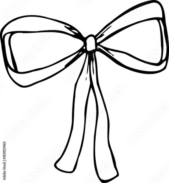 Obraz Vector line ribbon Bow isolated on a white background.
