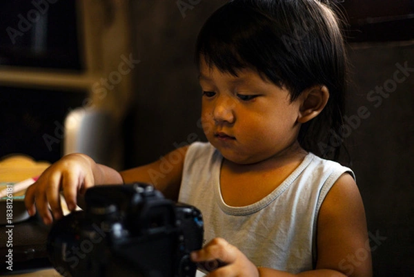 Obraz Toddler Exploring Photography Camera