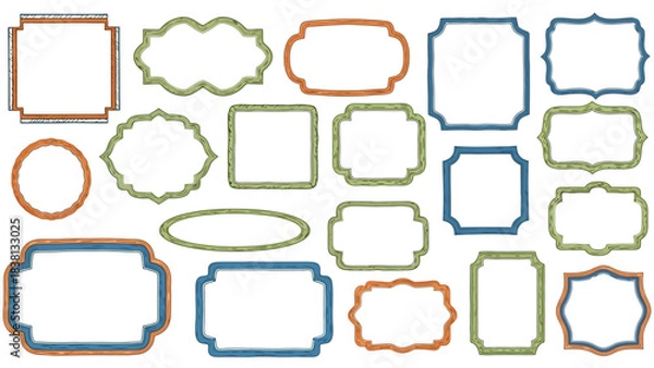 Fototapeta Collection of Decorative Frames in Various Shapes and Styles for Design Elements