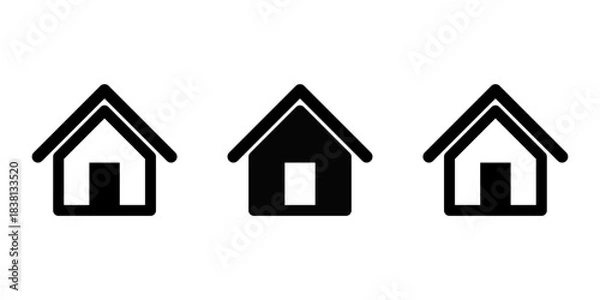 Fototapeta Simple Black and White House Home with Door Residence Mortgage Symbol or Website Homepage Button Badge Sign Icon Set. Vector Image.