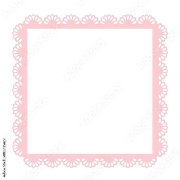 Fototapeta Simple pink lace frame, square tag, label