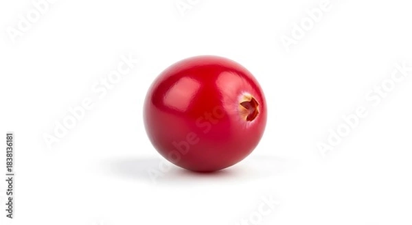 Obraz Single Fresh Red Cranberry on White Background